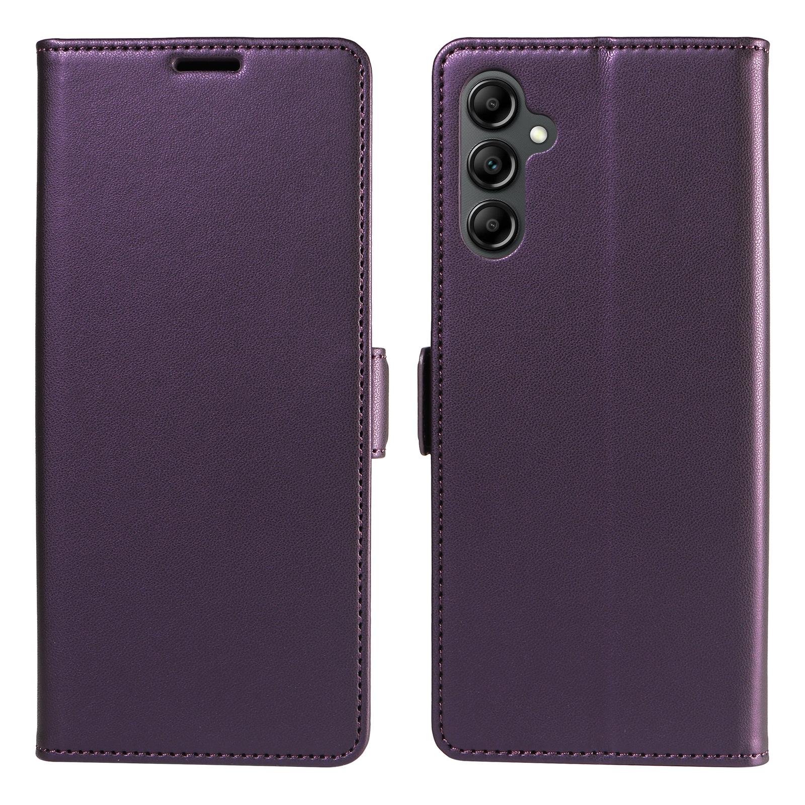 

For Samsung Galaxy A25 5G (Global) (161.0 x 76.5 x 8.3mm) Case Side Magnetic Clasp RFID Blocking Leather Phone Wallet Cover Purple