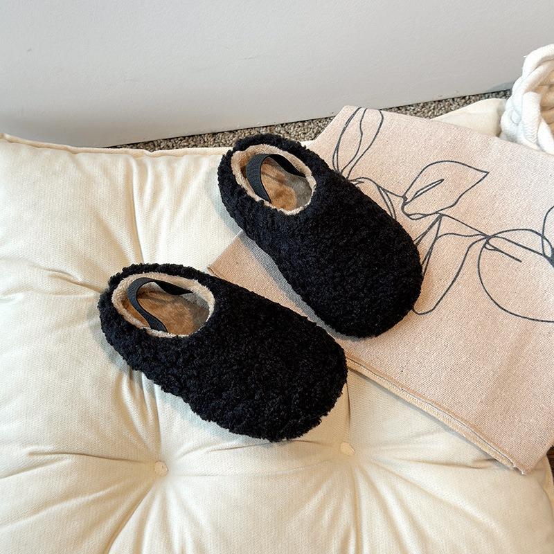 Children's Cotton Slippers Fleece Plush Shoes Girls Cotton Shoes New One-pedal Slippers Baby Classmate