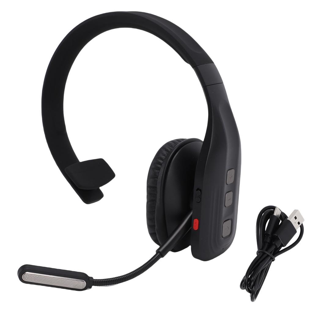 Trucker Bluetooth Headset with AI Noise Canceling Mic Mute Key Single Ear Wireless Headphones for Truck Driver Video