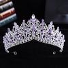 DIEZI Baroque Luxury Water Drop AB Pink Sky Blue Crystal Tiara Crown Women Party Jewelry Sets Bridal Crown Wedding Hair Jewelry