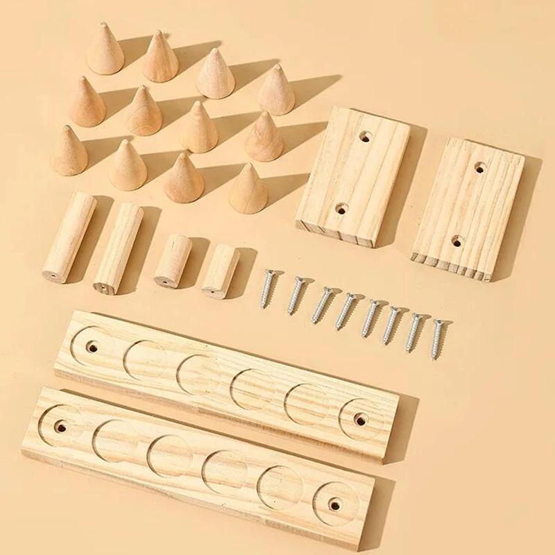 Wood Cone Ring Display Holder Jewelry Display Stand Ring Showcase Storage Tray for Counter Shows Base Shop Decor Display Rack