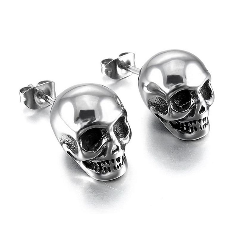 Punk Rock Skull Stud Earring for Men Women Stainless Steel Fashion Simple Piercing Earring Classic Personality Jewelry Wholesale