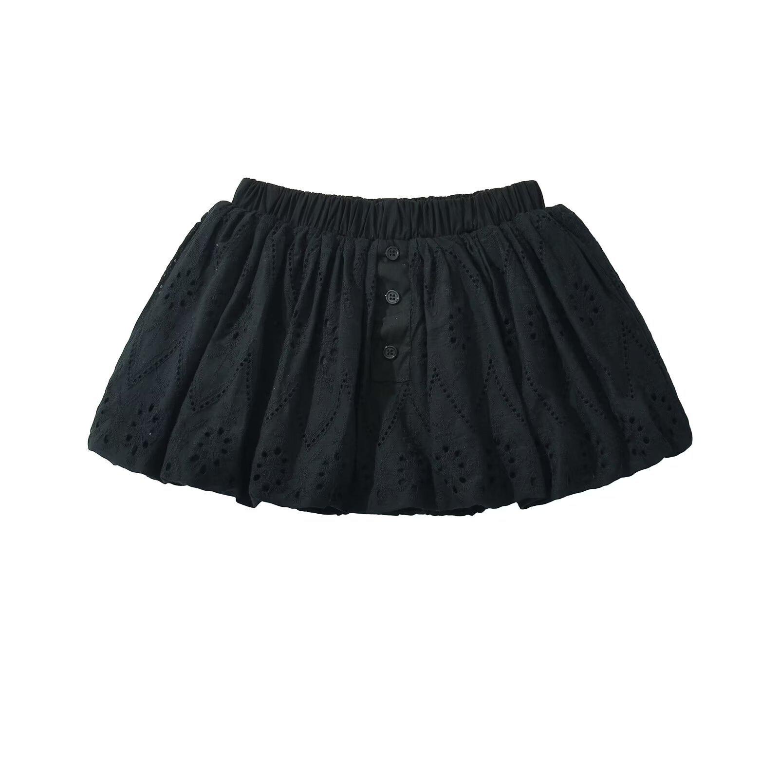 

Женская мини-юбка с пузырчатым подолом в европейском и американском стиле 2024 S чёрный