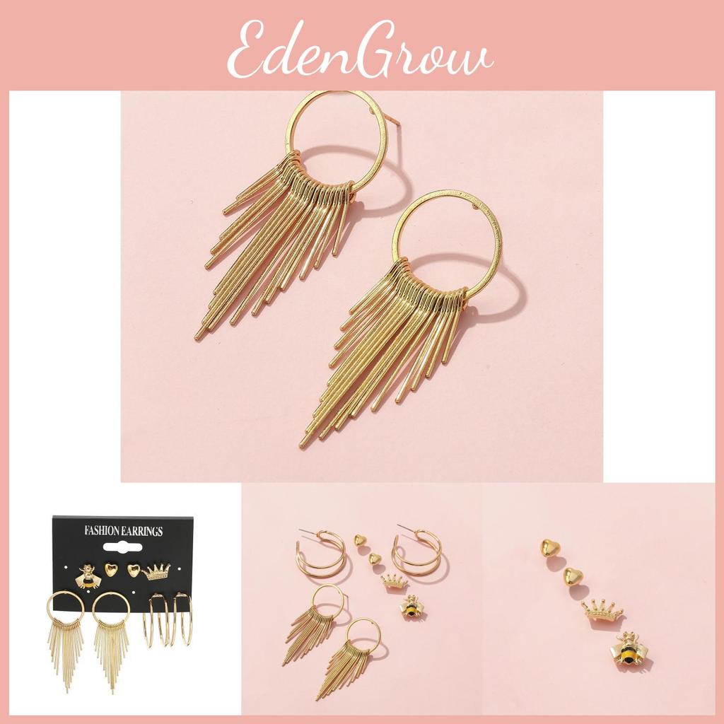 Alloy Chic Half Circle Crown Bee Heart Stud Earrings Ideal For Birthdays And More