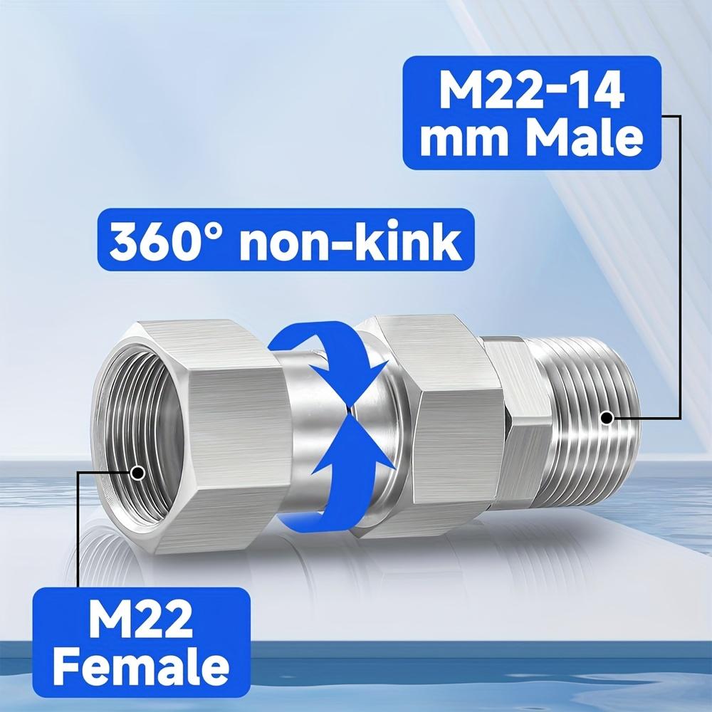 Premium Edelstahl M22 Drehanschluss 14MM/15MM: Hochdruckreiniger-Pistole Schwenkgelenk, Verhedderungsfreier Schlauchadapter