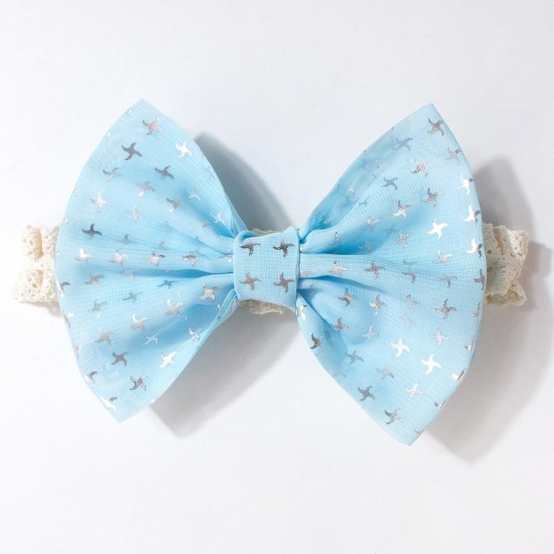 

Новая детская повязка на голову, милый бант-звездочка, детская косынка из тонкого кружева, детские аксессуары для волос синий