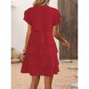 Women's Short Sleeve Crew Neck Ruffle Tiered Layered Flowys Swing Long Midi Dress Summer Dresses Casual Loose Dresses