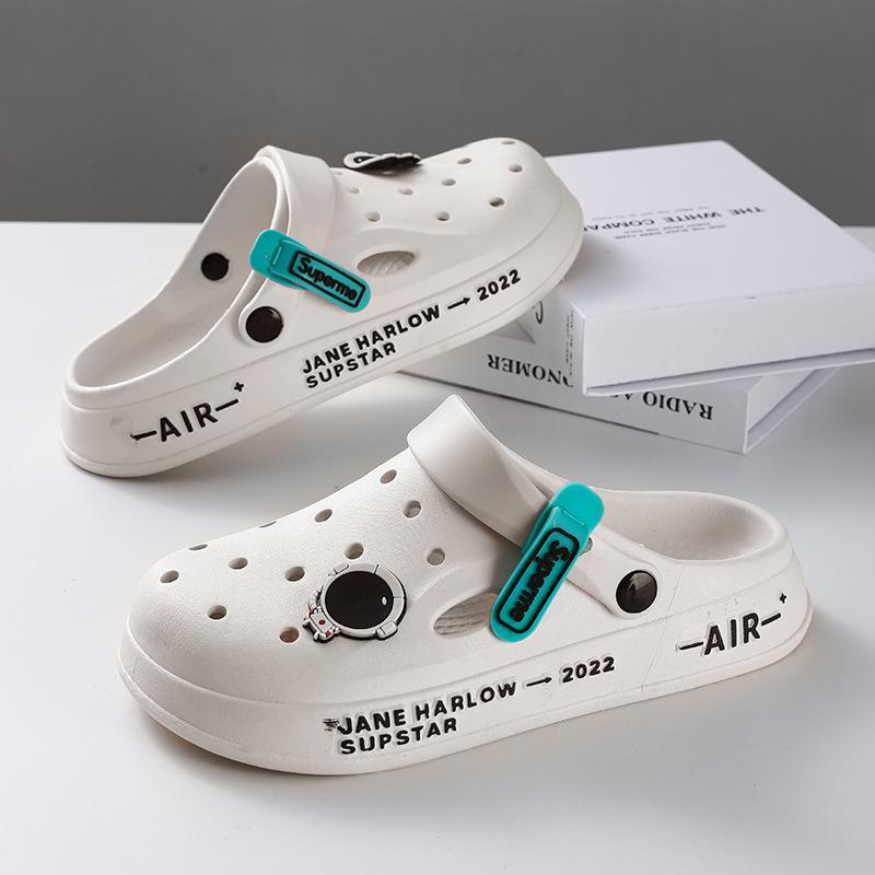 Hole Shoes Men's New Year Couple Platform Slippers Bag Head Sandals Non-slip Casual Soft-soled Beach Shoes Men