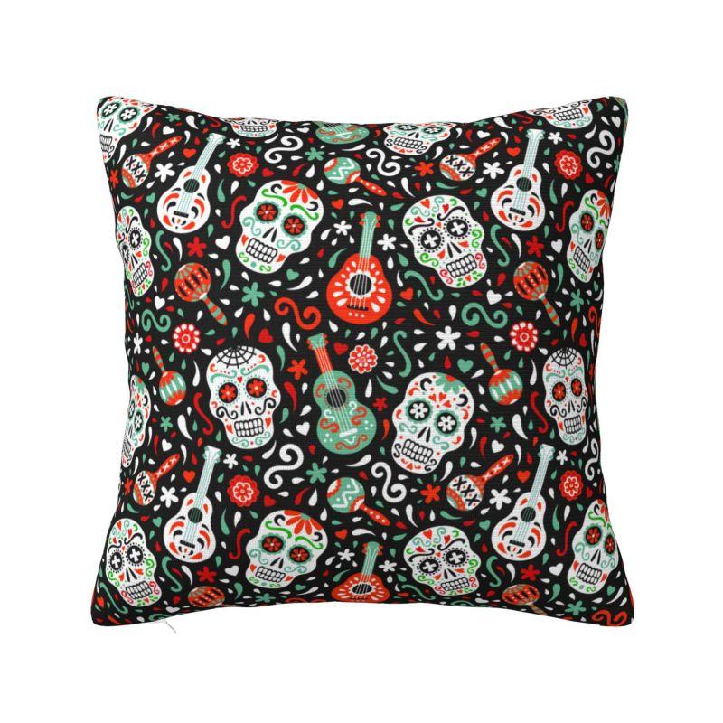 Day Of The Dead Floral Cushion Cover 40x40cm Halloween Sugar Skull Velvet Luxury Pillow Case Living Room Decoration