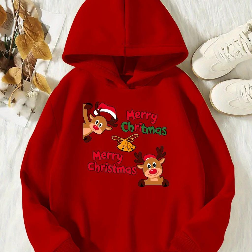 Merry Christmas 0918! Girls' Casual Long-Sleeved Hoodie, Girls' Autumn/Winter Sports Top, Outdoor Hoodie