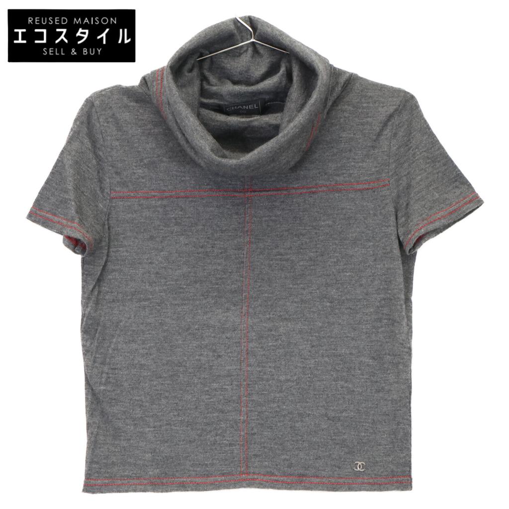 CHANEL Grey 00A P16507V00838 Wool Turtleneck Knit tops 38 grayUsed