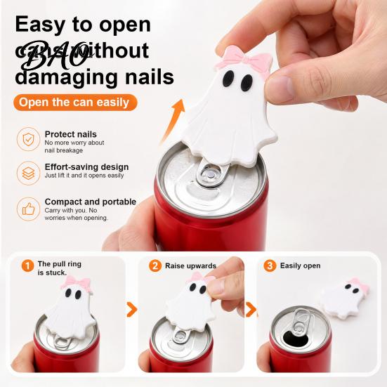 Anti Slip Soda Opener Halloween Theme Bottle Opener, Bow Ghost And Pumpkin Pattern Beer Durable Manual Openers 3D Print Decorative for Kitchen