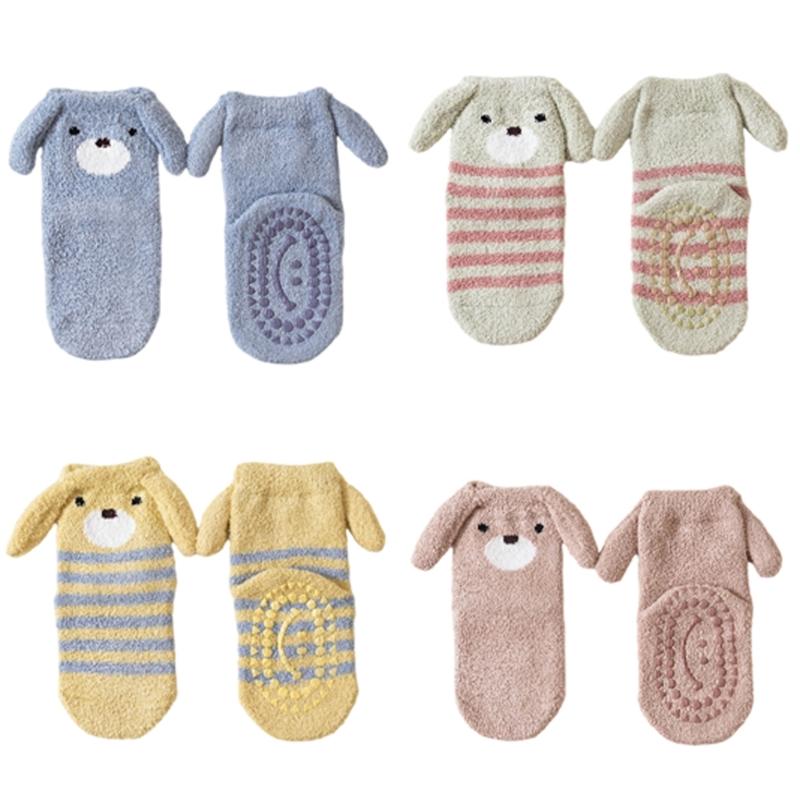 1 Pair Warm Infant Walking Socks Nonslip Bottom Cute Puppy Pattern Cosy Footwear For Cold Weather 0 to 3 Years