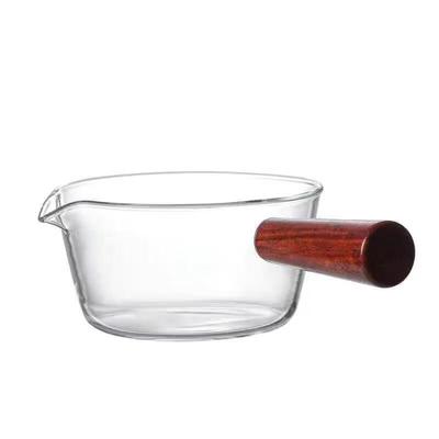 Casserole à lait en verre borosilicaté avec manche en bois de santal rouge, 650 ml