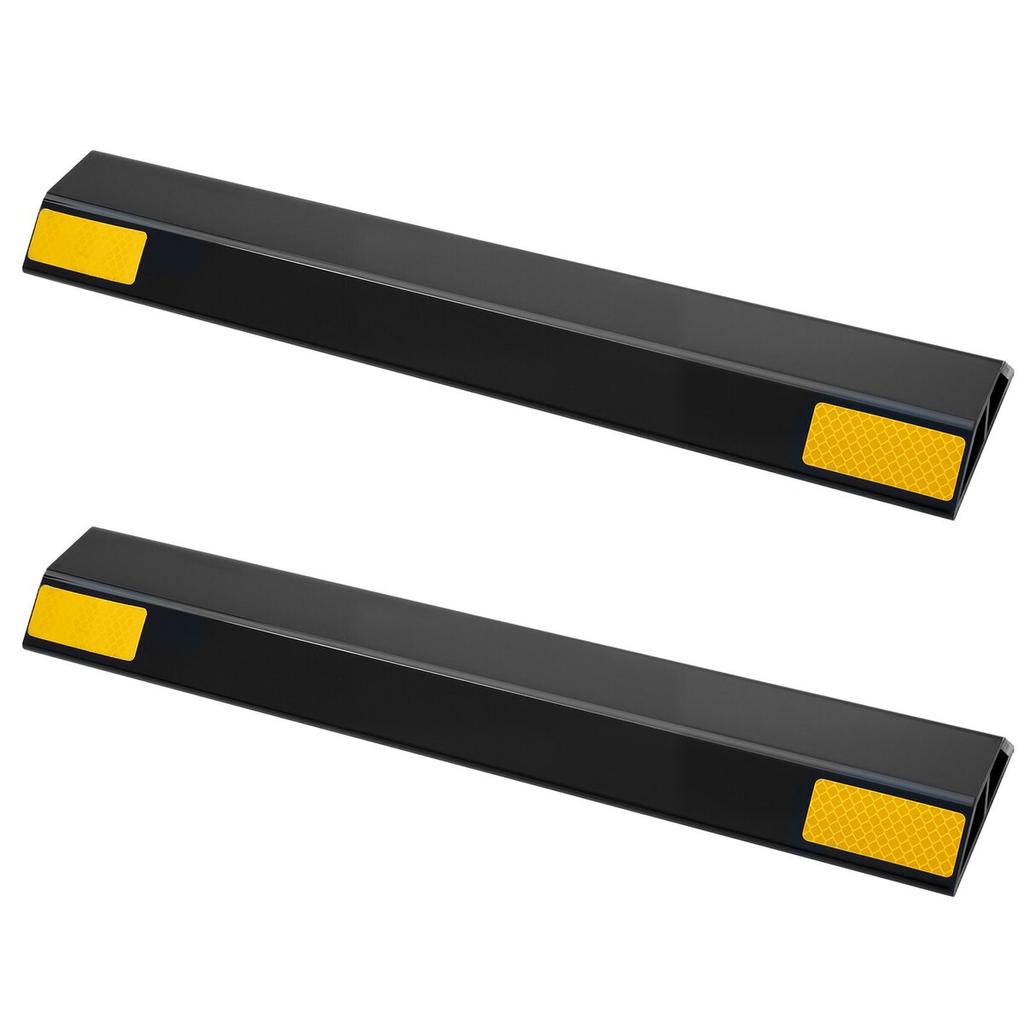 Parking Stopper, 446 mm 2 Pcs Heavy Duty Parking Aid for Garage, PP Curb Garage Floor Stopper with Reflective Strips, Vehicles Gadgets for Cars Vans