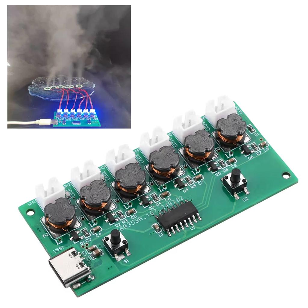 Humidifier Driver Board Ultrasonic Atomizer Atomization Control Board Mist Maker Module with 6 Independent Sprays