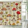 Vintage Mushroom Shower Curtain Funny Animals Squirrel Owl Rabbit Forest Flowers Plant Black Bath Curtains Fabric Bathroom Decor