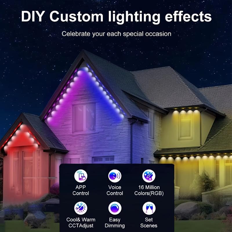 150FT/100FT/50FT, Permanent Outdoor Lights, Smart RGBIC Outdoor Lights With 75 Scene Modes, Work With Alexa, Google Assistant