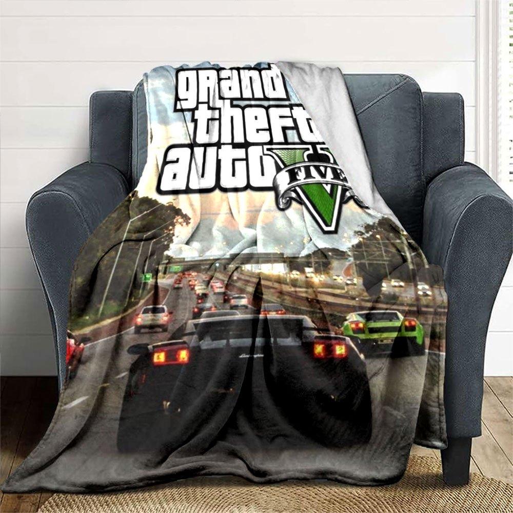 1pc Grand Theft Auto Soft Flannel Blanket with Designer Print A Cozy Blanket for All Seasons, Perfect for the Couch, Bed, Office