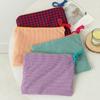 Canvas Grid Pattern Makeup Bag With Zipper For Daily Use And Travel Storage