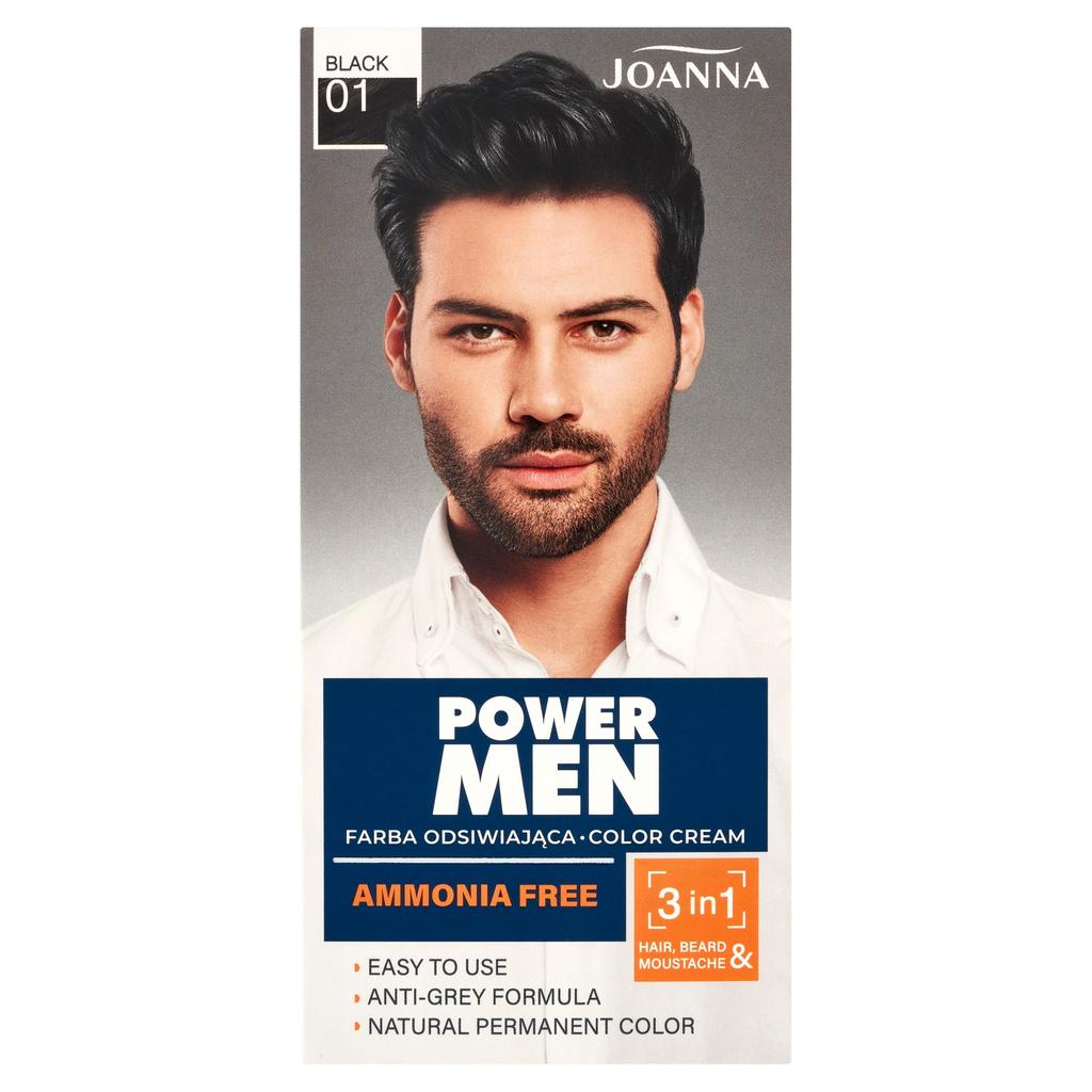 Joanna Professional Men's Facial Hair Coloring Cream - 01 Jet Black, 30g