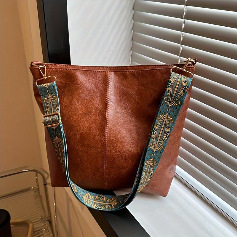 Crossbody Bag Brown PU Cute Style Bohemian, Commuting, Shopping Bag Birthday Gift for Mother Daughter Best Friend