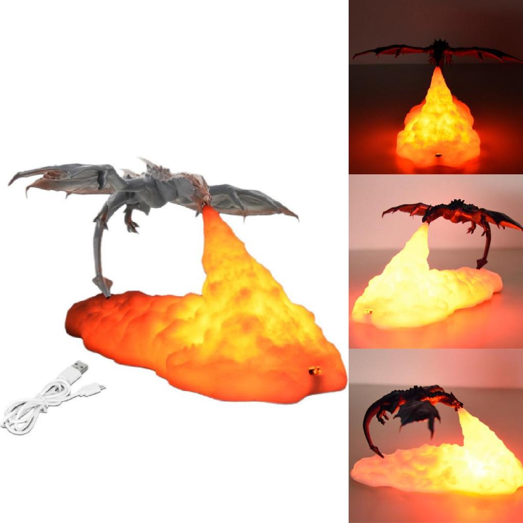 Creative 3d Printed Dragon Lamp Led Night Light Unique Bedroom Decorative Piece