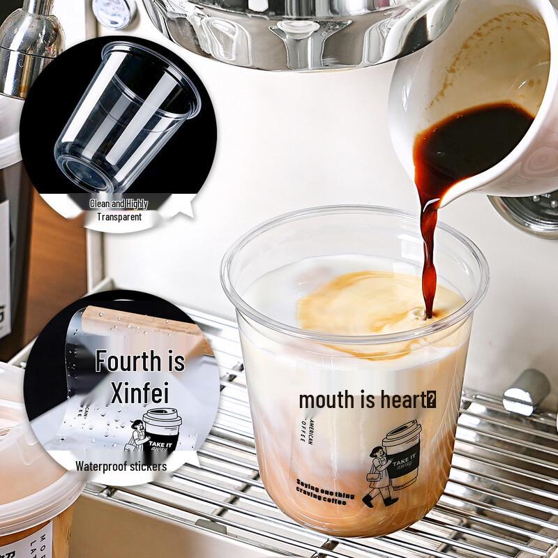 Disposable Transparent Beverage Cups with Direct-Drink Lid