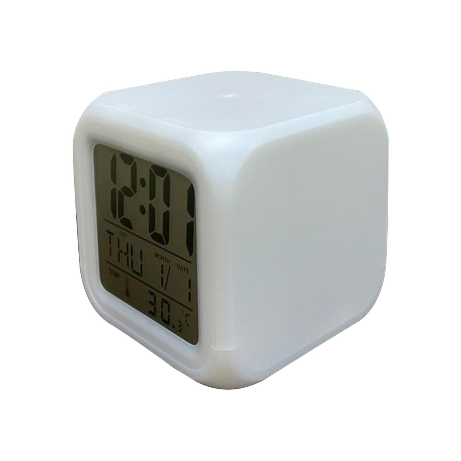 

Сделать снимок светодиодных светящихся цифровых часов Подарочный температурный дисплей Вечный календарь Ночной свет Будильник белый