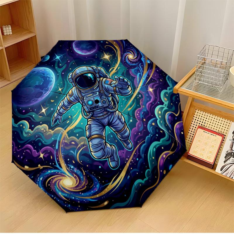 

Astronaut in Cosmic Scene Printed umbrella windproof folding umbrella portable sun and rain umbrella suitable for gifting