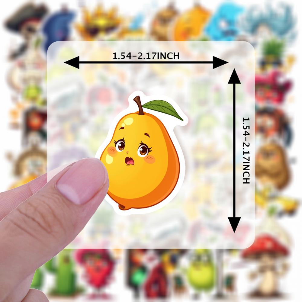 35-100pcs PVC Cute Fruit Vegetable Stickers Cartoon Pirate Sticker For Water Bottle Laptops Scrapbooks Stationery Graffiti Decal