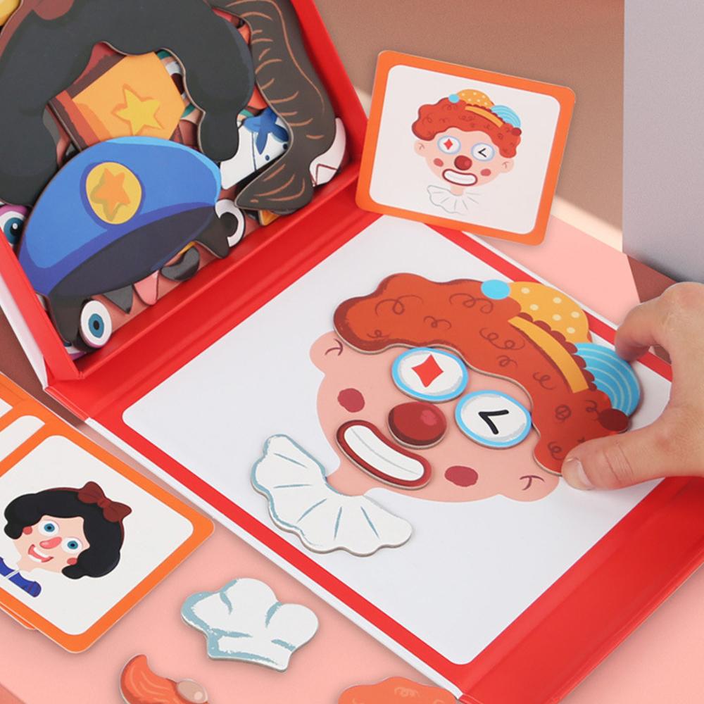 Non-Toxic Magnetic Puzzle Children Face Dress Up Game Book Shaped S.T.E.M. Montessori Toys Learning Educational Gift For Ages 3+