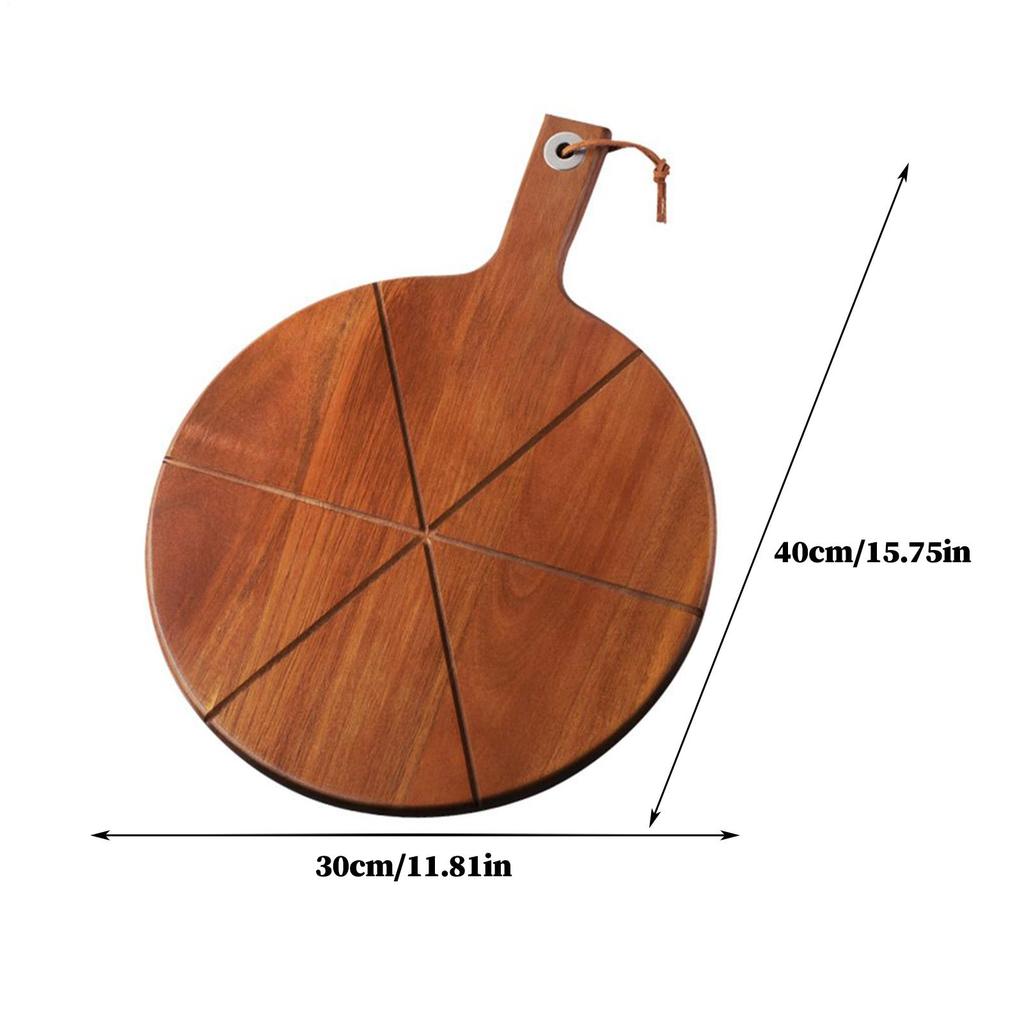 Pizza Cutting Board With Handle Serving Platter Wooden Pizza Paddle Round Cutting Board For Home Kitchen Baking Oven Accessories