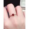 Silver Plated New Arrival Fashion Wind Niche Style Red Zircon Ring Simple and Light Luxury Ring Korean Fashion Temperament Wild