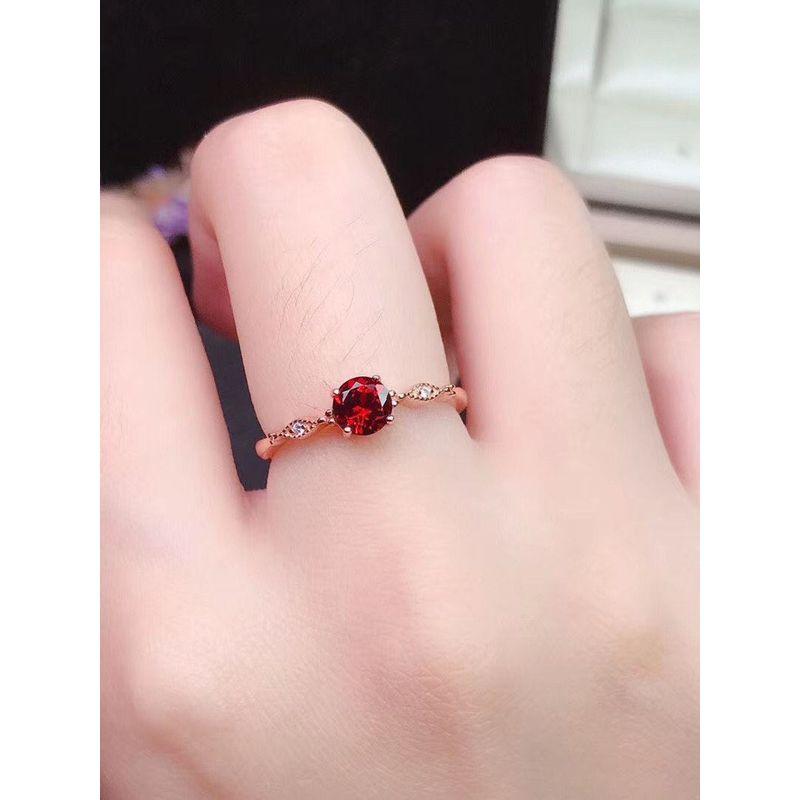 Silver Plated New Arrival Fashion Wind Niche Style Red Zircon Ring Simple and Light Luxury Ring Korean Fashion Temperament Wild