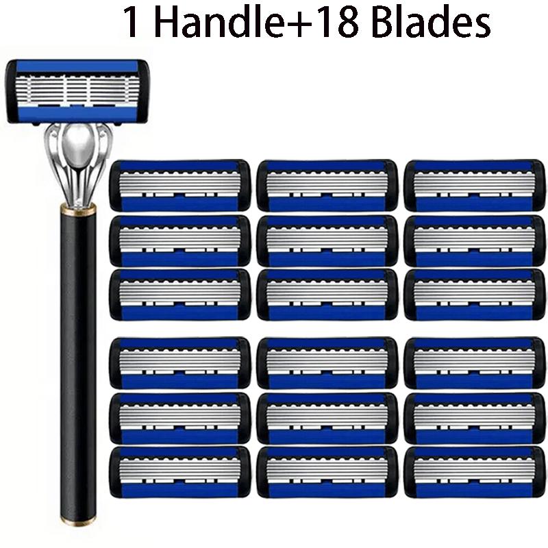 6-warstwowe ostrze do maszynki do golenia, klasyczne ostrze do maszynki do golenia wielokrotnego użytku, czarne wymienne ostrze do maszynki do golenia, bezpieczna męska maszynka do golenia manualna