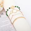 European and American Fashion Sequined Fringed Water Wave Texture Bracelet Handmade Beaded White and Green Contrasting Geometric 1-piece Set Bracelet