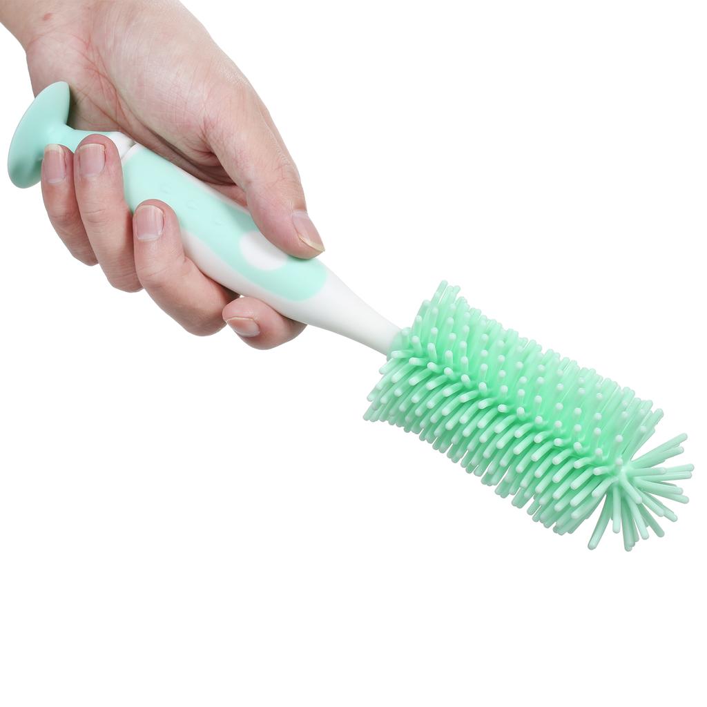 Silicone Bottle Brush Handle Baby Bottle Cleaner 360 Degree Soft for Glass Bottle with Suction Base Detachable Small Brush for Infants