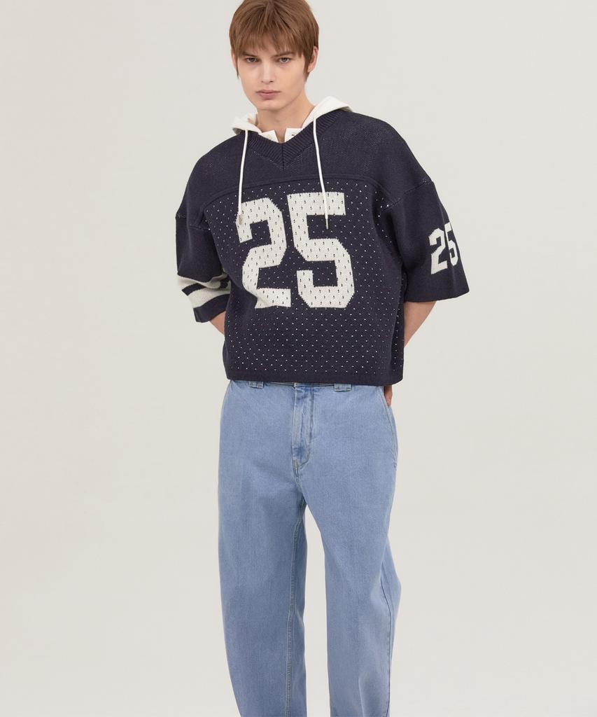 NOHANT 25 Jacquard Short Sleeve Knit Navy