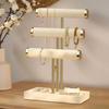 Multi-purpose Storage Rack 3 Tier Velvet Jewelry Organizer, T-shaped Holder for Bracelet, Necklaces Rings, & Earrings, Stand with Tray Countertop