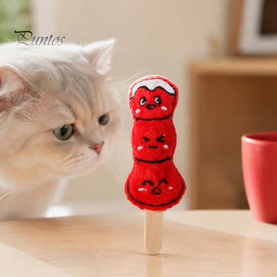 Small Lightweight Cat Kitten Toys Plush Chew Toy, Sugarcoated Haws Stick Design, Teething Solo Play for Cats Stuffed Toy Indoor Biting, Boredom