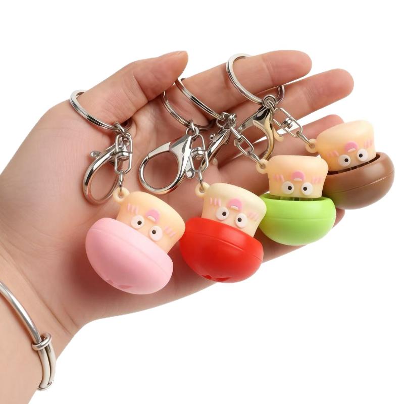 1Pcs Mini Abstract Mushroom Button Keychain Stress Relief Clicker Pendant Decompression Keyring Backpack Hanging Decoration