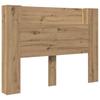 Storage Headboard with LED Artisan Oak Wood Material