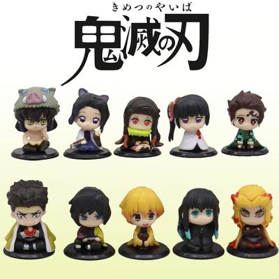 5pcs Anime Demon Slayer Figure Nezuko Tanjirou Zenitsu Inosuke Kyoujurou Giyuu Kawaii Qposket PVC Model Toys Children Gift