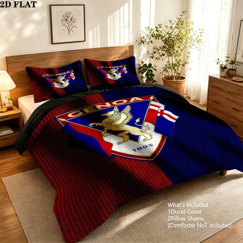 Genoa CFC Pattern Bedding Home Decoration Birthday Gift ( 1 duvet cover + 2 pillowcase, without core),fan merchandise.