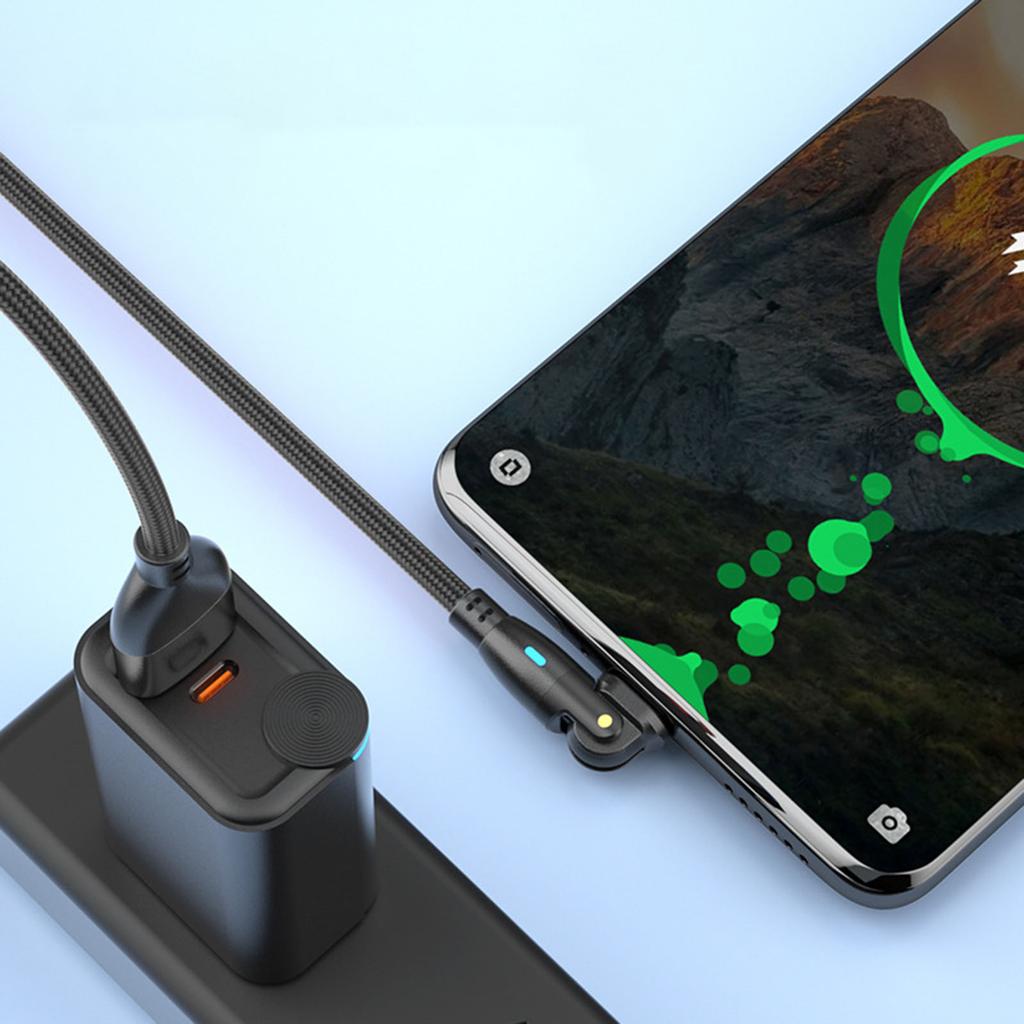 Portable USB to Type C Fast Charging Wire with 180° Connectors for Easy Gaming and Video Watching