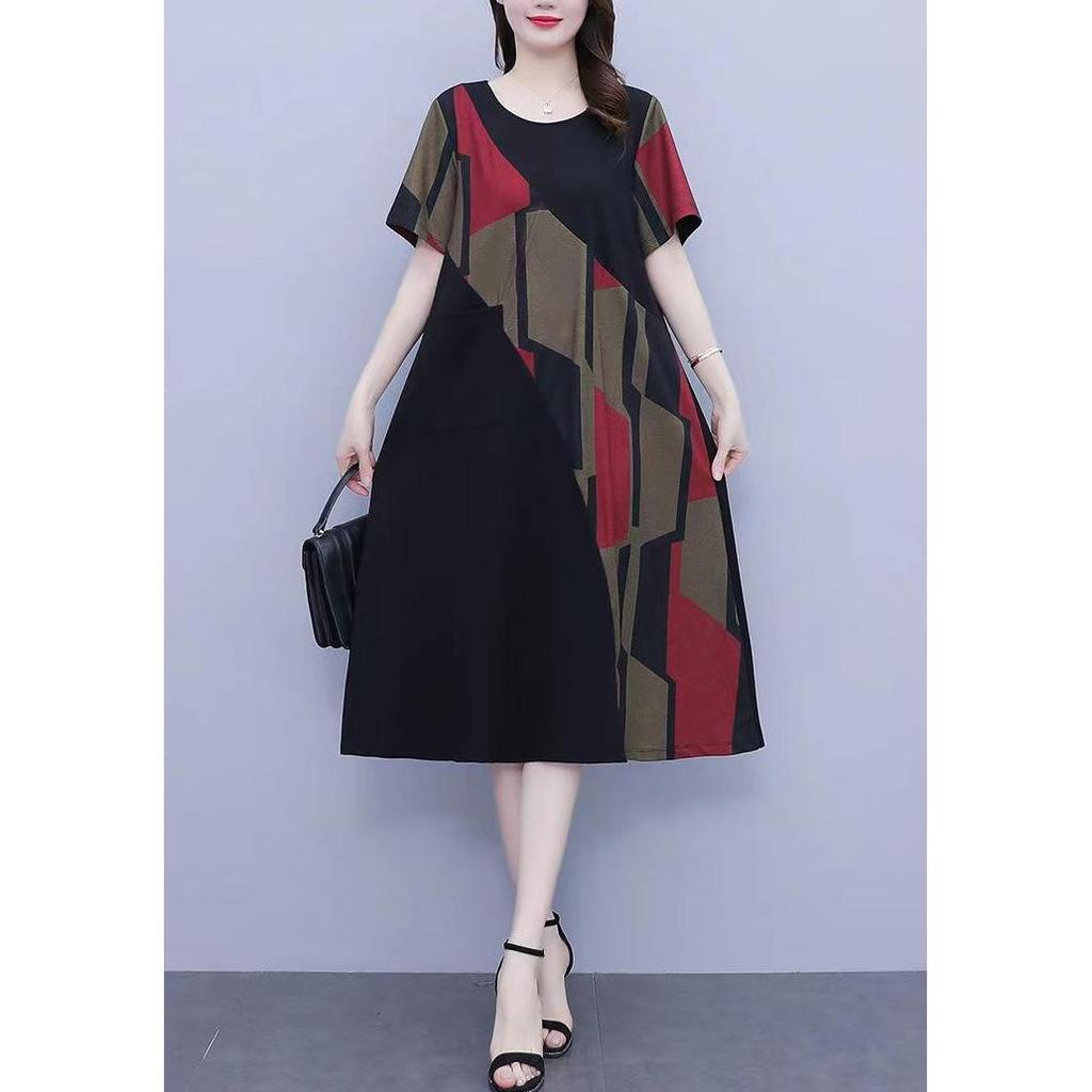 Retro Summer Plus Size Short Sleeve Midi Dress for Women
