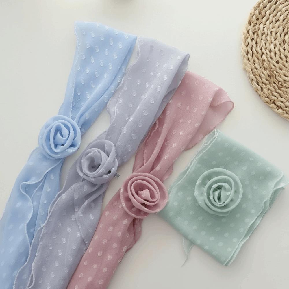 Detachable Design Chiffon Scarf Thin Material Polka Dots Scarf Neck Scarf  Fashion Accessory