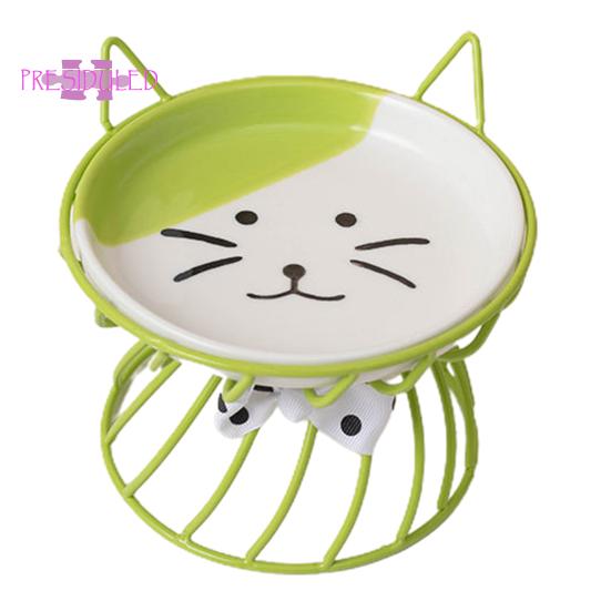 Ciotola per cibo per gatti rialzata, grande capacità, anti-vomito, ciotola in ceramica con staffa - Prodotti per animali domestici