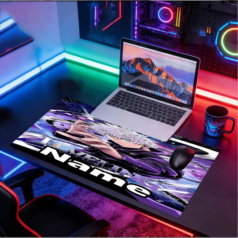 Personalizowana podkładka pod mysz z motywem Jujutsu Kaisen z imieniem, Mata na biurko do laptopa PC, Dekoracyjna mata na biurko do domu, Podkładka pod klawiaturę, Prezent